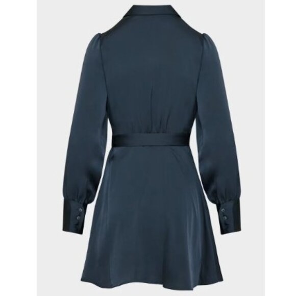 BABATON - Hyde Black Satin Mini Wrapped Up Dress - XS - Picture 9 of 13